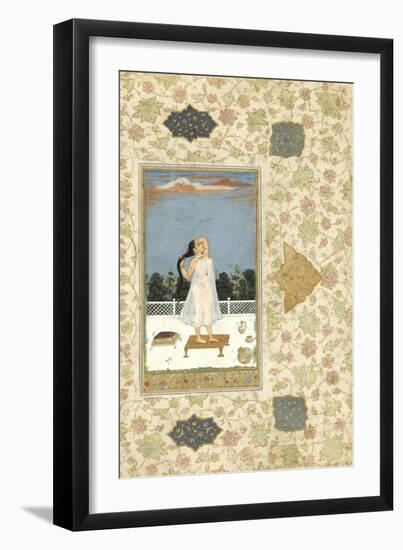 Jeune femme se coiffant-null-Framed Giclee Print