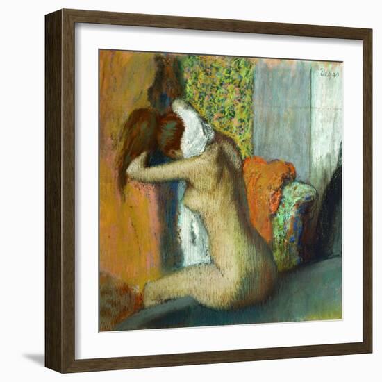 Jeune femme se sechant la nuque, 1895 Young woman drying her neck. RF 4044.-Edgar Degas-Framed Giclee Print