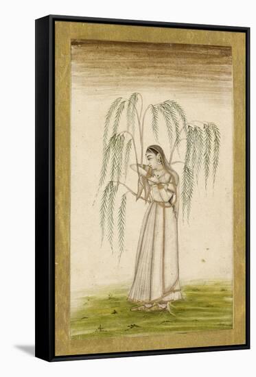 Jeune femme sous un saule pleureur-null-Framed Stretched Canvas
