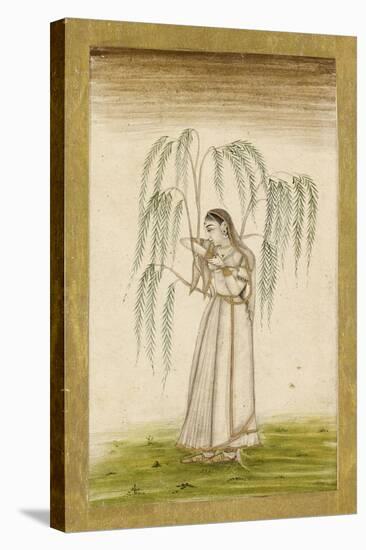 Jeune femme sous un saule pleureur-null-Stretched Canvas