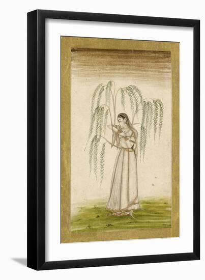 Jeune femme sous un saule pleureur-null-Framed Premium Giclee Print