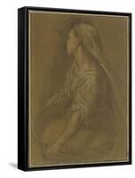 Jeune femme tenant une bassine à mi-corps la tête tournée vers l'arrière-Federico Barocci-Framed Stretched Canvas