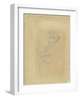 Jeune femme, vue à mi-corps, et croquis de sa silhouette-Théophile Alexandre Steinlen-Framed Giclee Print