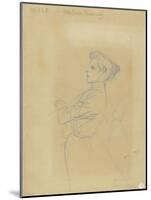 Jeune femme, vue à mi-corps, et croquis de sa silhouette-Théophile Alexandre Steinlen-Mounted Giclee Print