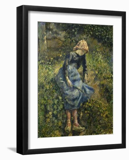 Jeune fille à la baguette-Camille Pissarro-Framed Giclee Print