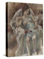 Jeune fille assise aux fleurs-Jules Pascin-Stretched Canvas