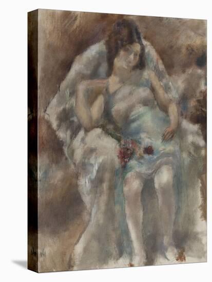 Jeune fille assise aux fleurs-Jules Pascin-Stretched Canvas