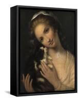 Jeune fille au chat-null-Framed Stretched Canvas