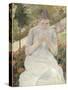 Jeune fille au jardin, dit aussi Femme cousant dans un jardin-Mary Cassatt-Stretched Canvas