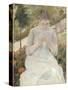 Jeune fille au jardin, dit aussi Femme cousant dans un jardin-Mary Cassatt-Stretched Canvas