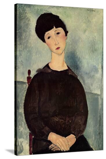 Jeune Fille Brune Assise-Amedeo Modigliani-Stretched Canvas