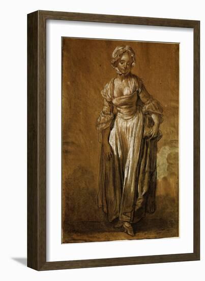 Jeune Fille Debout (Young Girl Standing), Drawing-Jean-Baptiste Greuze-Framed Giclee Print