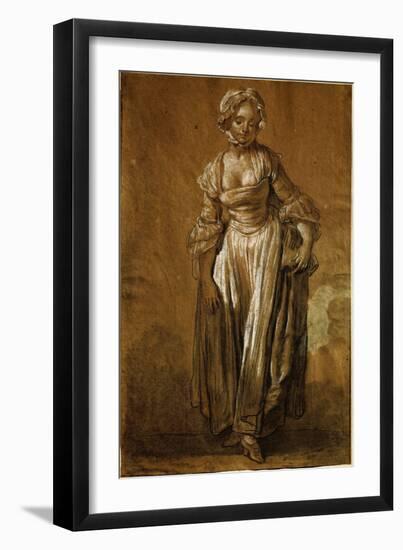 Jeune Fille Debout (Young Girl Standing), Drawing-Jean-Baptiste Greuze-Framed Giclee Print