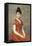 Jeune fille en robe rouge sur fond de fleurs-Emile Levy-Framed Stretched Canvas