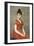 Jeune fille en robe rouge sur fond de fleurs-Emile Levy-Framed Premium Giclee Print