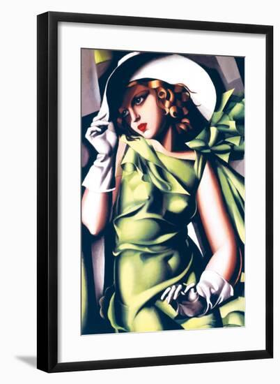 Jeune Fille en Vert-Tamara de Lempicka-Framed Premium Giclee Print