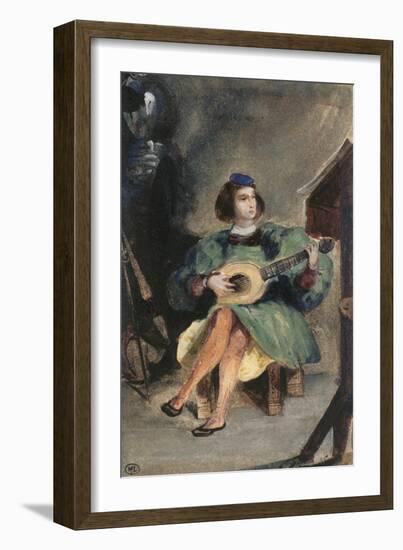 Jeune guitariste en costume italien de la Renaissance-Eugene Delacroix-Framed Giclee Print