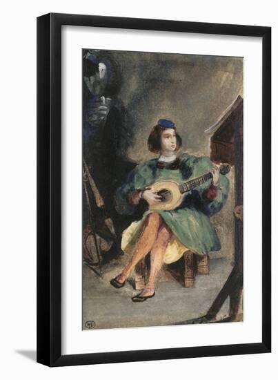 Jeune guitariste en costume italien de la Renaissance-Eugene Delacroix-Framed Giclee Print