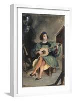 Jeune guitariste en costume italien de la Renaissance-Eugene Delacroix-Framed Giclee Print