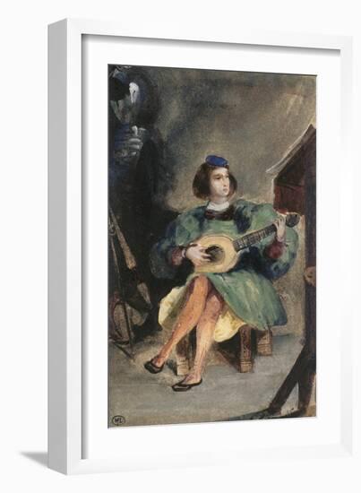 Jeune guitariste en costume italien de la Renaissance-Eugene Delacroix-Framed Giclee Print