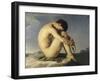 Jeune homme nu assis au bord de la mer - Etude-Hippolyte Flandrin-Framed Giclee Print