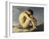 Jeune homme nu assis au bord de la mer - Etude-Hippolyte Flandrin-Framed Giclee Print