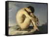 Jeune homme nu assis au bord de la mer - Etude-Hippolyte Flandrin-Framed Stretched Canvas