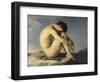 Jeune homme nu assis au bord de la mer - Etude-Hippolyte Flandrin-Framed Giclee Print