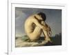 Jeune homme nu assis au bord de la mer - Etude-Hippolyte Flandrin-Framed Giclee Print