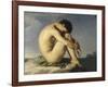 Jeune homme nu assis au bord de la mer - Etude-Hippolyte Flandrin-Framed Giclee Print