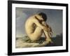 Jeune homme nu assis au bord de la mer - Etude-Hippolyte Flandrin-Framed Giclee Print