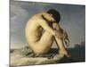 Jeune homme nu assis au bord de la mer - Etude-Hippolyte Flandrin-Mounted Giclee Print