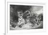 Jeune tigre jouant avec sa mère, lithographie 1er état-Eugene Delacroix-Framed Giclee Print