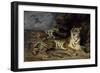 Jeune Tigre Jouant Avec Sa Mere-Eugene Delacroix-Framed Giclee Print