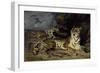 Jeune Tigre Jouant Avec Sa Mere-Eugene Delacroix-Framed Giclee Print