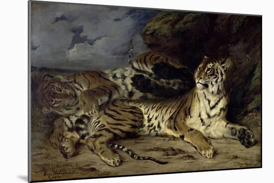 Jeune Tigre Jouant Avec Sa Mere-Eugene Delacroix-Mounted Giclee Print