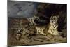 Jeune Tigre Jouant Avec Sa Mere-Eugene Delacroix-Mounted Giclee Print