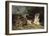 Jeune tigre jouant avec sa mère-Eugene Delacroix-Framed Giclee Print