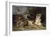 Jeune tigre jouant avec sa mère-Eugene Delacroix-Framed Giclee Print