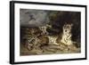 Jeune tigre jouant avec sa mère-Eugene Delacroix-Framed Giclee Print