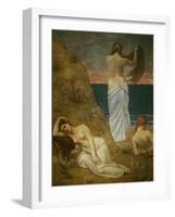 Jeunes filles au bord de la mer. Young women at the sea-shore. Oil on canvas, 61 x 47 cm RF 2015.-Pierre Puvis de Chavannes-Framed Giclee Print