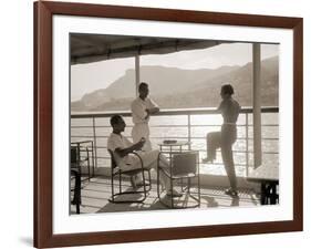 Jeunes Gens Sur le Pont D'Un Bateau Dans la Baie de Monte Carlo, 1920-Charles Delius-Framed Art Print