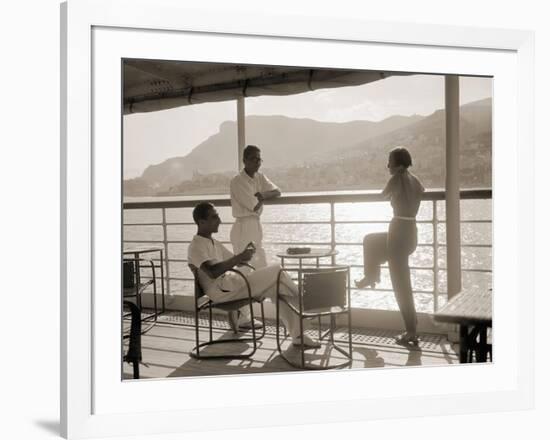 Jeunes Gens Sur le Pont D'Un Bateau Dans la Baie de Monte Carlo, 1920-Charles Delius-Framed Art Print