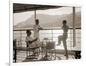 Jeunes Gens Sur le Pont D'Un Bateau Dans la Baie de Monte Carlo, 1920-Charles Delius-Framed Art Print