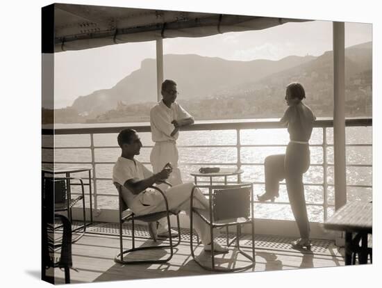 Jeunes Gens Sur le Pont D'Un Bateau Dans la Baie de Monte Carlo, 1920-Charles Delius-Stretched Canvas