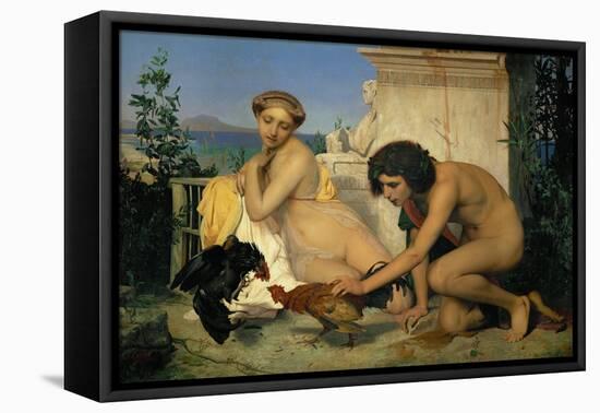 Jeuns Grecs faisant battre des coqs-Young Greeks with fighting cocks-Jean-Leon Gerome-Framed Stretched Canvas