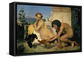 Jeuns Grecs faisant battre des coqs-Young Greeks with fighting cocks-Jean-Leon Gerome-Framed Stretched Canvas