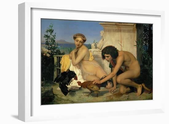 Jeuns Grecs faisant battre des coqs-Young Greeks with fighting cocks-Jean-Leon Gerome-Framed Giclee Print