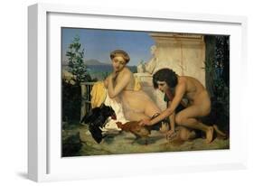 Jeuns Grecs faisant battre des coqs-Young Greeks with fighting cocks-Jean-Leon Gerome-Framed Giclee Print