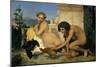 Jeuns Grecs faisant battre des coqs-Young Greeks with fighting cocks-Jean-Leon Gerome-Mounted Giclee Print